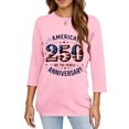 thumbnail image 5 of KDDYLITQ Womens 250th Anniversary Tshirt Fourth Of July 250th Birthday 3/4 Sleeve T-Shirts Vintage Usa Flag Freedom Tees Usa Star Stripes 2026 Crew Neck Blouses Pink 3XL, 5 of 6