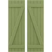 Ekena Millwork 17 1/2"W x 43"H Americraft Five Board (2 Batten) Exterior Real Wood Joined Board-n-Batten Shutters w/ Z-Bar (Per Pair), Moss Green