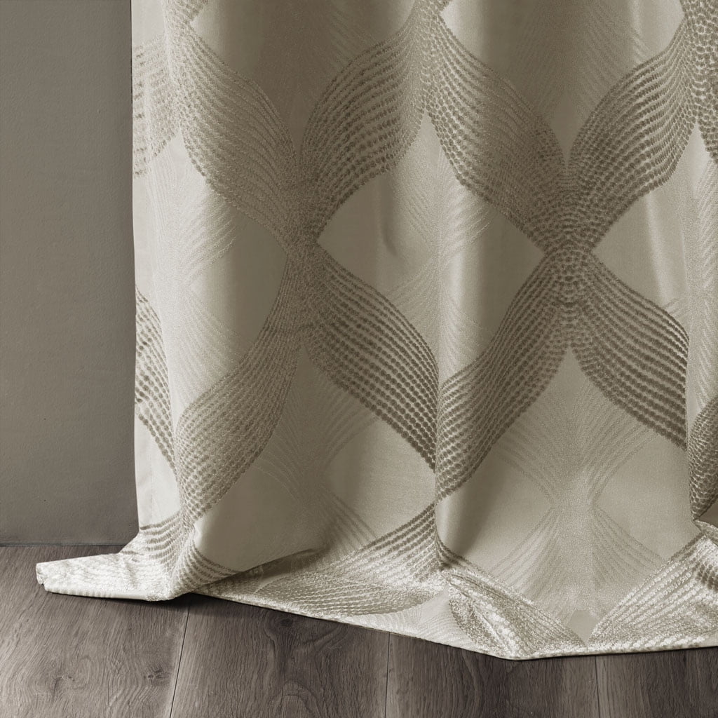MAYEERTY Ogee Knitted Jacquard Curtain Panel - Total Blackout, Single