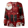 thumbnail image 4 of Essentials Women Christmas Cardigan Festive With Santa Reindeer Knitted Sweater Print Long Sleeve Xmas Sweater Coat for Fall and Winter, 4 of 5