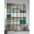 thumbnail image 5 of Fsddascl Turquoise Brown Shower Curtain Set - 54" x 78" Washable Bathtub Curtain with 12 Hooks, Vintage Country Ombre Wooden Grain Waterproof Fabric Stall Shower Curtains for Bathroom/Bathtub Décor, 5 of 6