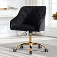thumbnail image 3 of Swivel Accent Chair, SYNGAR Modern Velvet Fabric Vanity Chair, Comfy Upholstered Leisure Arm Chair W/ Soft Backrest, Home Height Adjustable Office Chair for Bedroom, Living Room, Black, D4362, 3 of 9