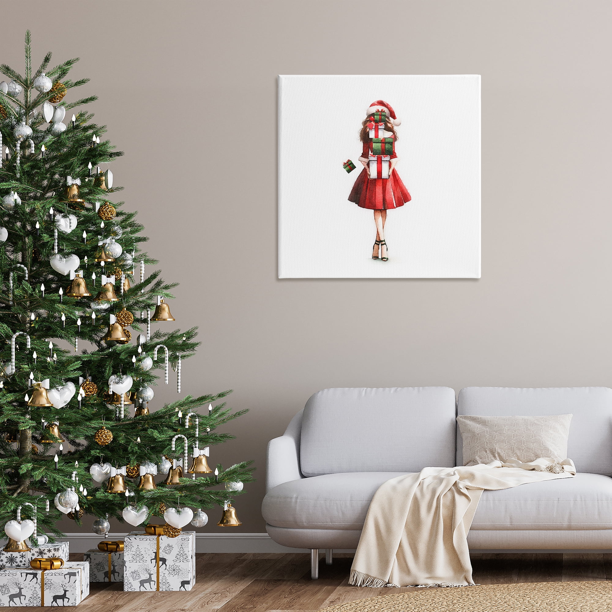 Stupell Industries Carrying Christmas Fun Holiday Painting Gallery Wrapped Canvas Art Prints Wall Art, 36 x 36