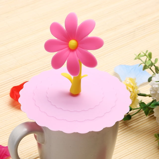 Tapa de taza Girasol A prueba de polvo Reutilizable Silicona Aislamiento Cubierta Rosa Hugtrwg Para estrenar