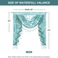 thumbnail image 3 of VOGOL Blue Jacquard Waterfall Valance Curtain, Beaded Tassel Floral Sheer Drapery, 43x39 Inches, Fresh Coastal Window Decor, 3 of 7