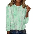thumbnail image 2 of Royisotas Floral Womens Plus Size Tops Long Sleeve Fall and Winter Casual Green Plus Size for Shirts Loose Fit Crew Neck Womens T Shirts, 2 of 4