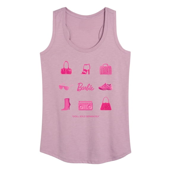 Barbie - Iconic Purse, Shoes, Sunglasses, & Boombox - Doll Sold Separately - Women's Racerback Tank Top