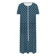 thumbnail image 4 of SMihono Women's Zipper Robe Short Sleeve Polka Dot Housecoats Full Length House Dress Loungewear Long Nightgown with Pockets Blue XL, 4 of 7