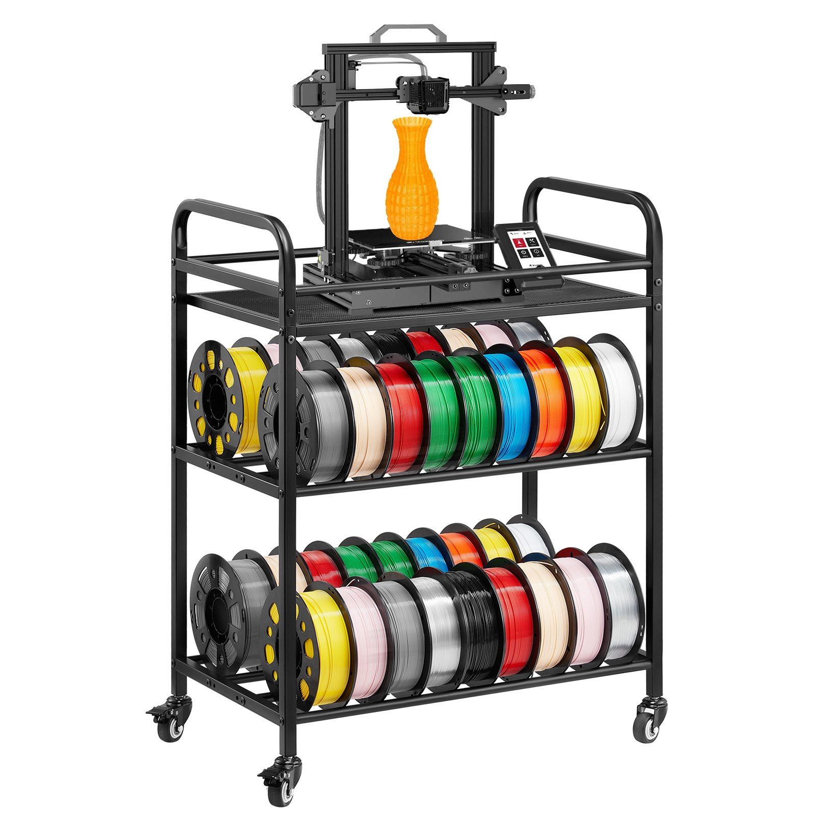 3D Filament Spool Holder Rack – 3-Layer Organizer for PLA, ABS, PETG Storage