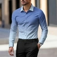 thumbnail image 2 of GrmtClth Button Down Shirt Men Long Sleeve Regular Fit Dress Shirt Business Soft Gradient color Formal Shirt Blue M, 2 of 5