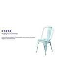 thumbnail image 2 of Commercial Grade 4 Pack Distressed Green-Blue Metal Indoor-Outdoor Stackable Chair, 2 of 9