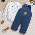 thumbnail image 2 of CAUYDY Newborn Infant Baby Boy Clothes Long Sleeve Romper Pants Fall Winter Outfits Set 3 6 9 12 18 24 Months Sizes 6-9 Months,Blue, 2 of 5