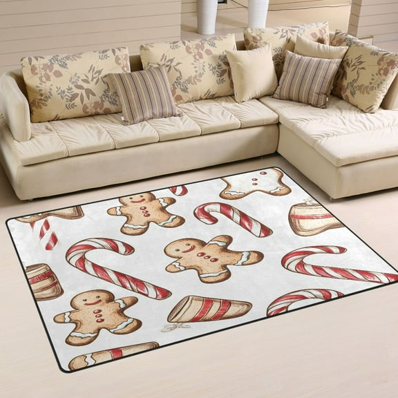 Gingerbread Man Christmas Soft Polyester Area Rug 31''x20'', Non Slip, Memory Foam, Water Absorbent