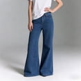 thumbnail image 6 of Women's High Waisted Dark Wash Flared Jeans Retro Wide Leg Denim, 6 of 8