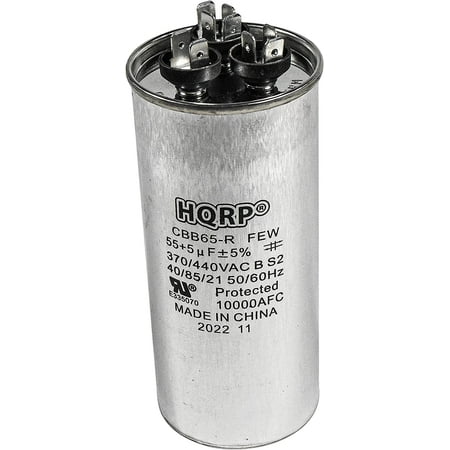

HQRP 55uf 5uf 370-440V Dual Run Capacitor Works with CBB65 AC Electric Motor Start HVAC Blower Compressor