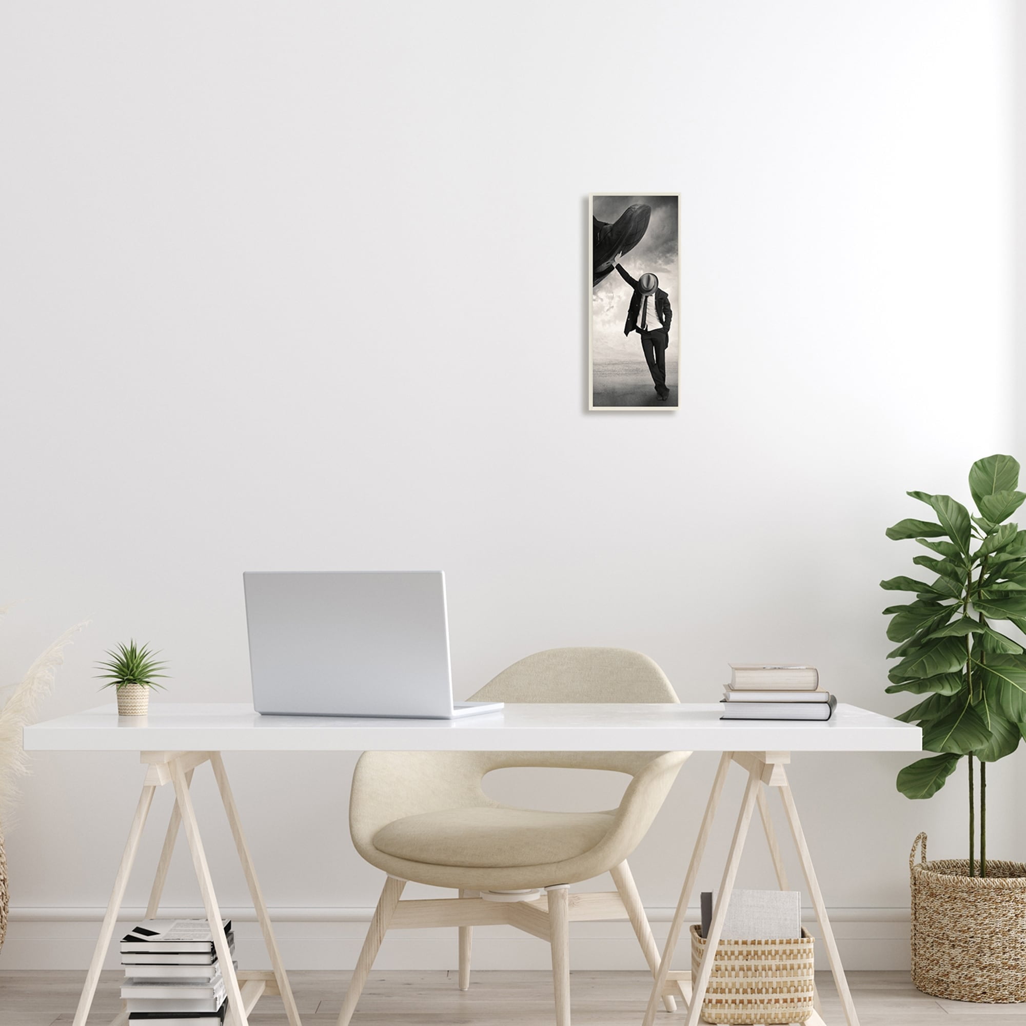 Stupell Industries Monochrome Suit Tie Photography Cloudy Sky Hand Shoe Wood Wall Art, 7 x 17, Design by Tommy Ingberg