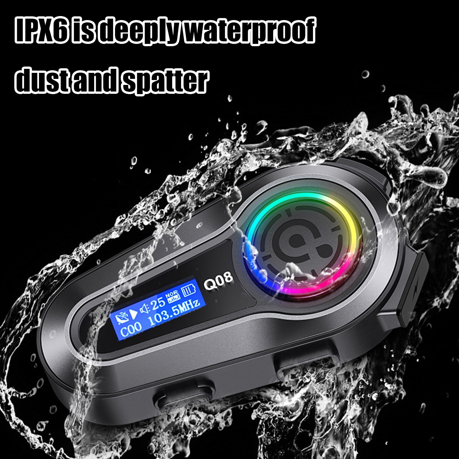 COM1950s Motorcycle Helmet Bluetooth Headset with Noise Cancelling,Bluetooth 5.3 Chip and Lcd Display for Hands-Free Calls & Clear Communication,Ipx6 Waterproof Riding Headset with Long Battery Life
