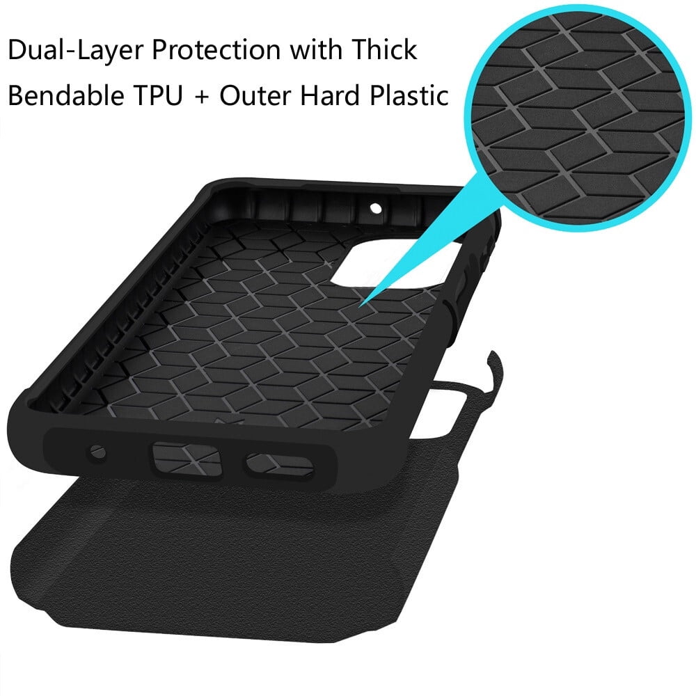 For TCL K33 5G T513V Shockproof Hybrid Cell Phone Cover Case - MK Black