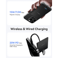 thumbnail image 2 of Kuulaa Frosted 5000mAh Magnetic Charger, 0.27in Ultra-Thin 15W Wireless/20W Wired Power Bank with Stand Compatible for iPhone17/16/15/14/13，Samsung, 2 of 8