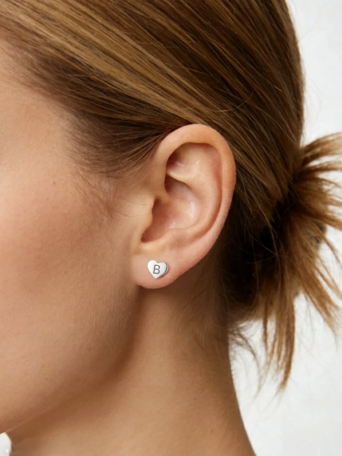 Silvora Initial Heart Stud Earrings for Women Sterling Silver Hypoallergenic Letter B Earrings Charm Mother Daughter Christmas Birthday Jewelry Gift