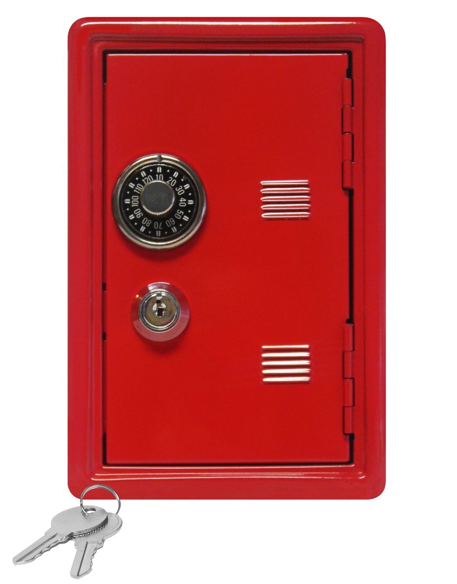 Kid's Coin Bank Locker Safe with Single Digit Combination Lock and Key