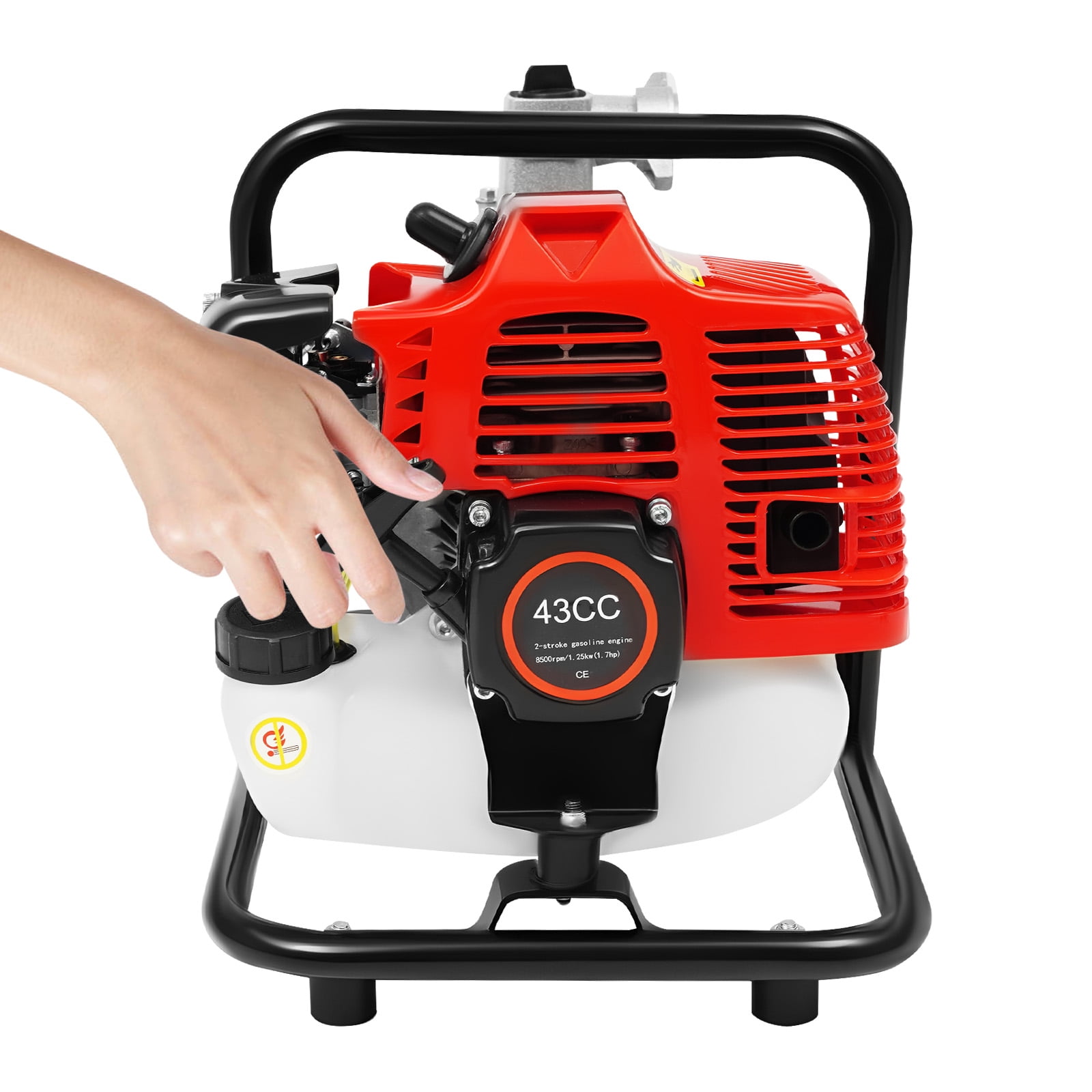 1 Inch Gas Powered Water Transfer Pump,43cc 2-Stroke 1.7HP Gasoline Semi-Trash Water Pump 8500RPM Air cooled High Pressure Irrigation Transfer Pump with Complete Kits for Irrigation