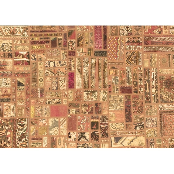 Ahgly Company Indoor Rectangle Patchwork Brown Transitional Area Rugs, 7' x 9'