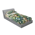 thumbnail image 2 of Ambesonne Jungle Floral Fitted Sheet & Pillow Sham Set, Medieval Style Bloom, Twinxl, Green Multicolor, 2 of 2