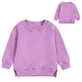 thumbnail image 2 of XIMIN Toddler Boy Girl Long Sleeve Fleece Pullover Sweatshirt Sweater Outfits Solid Color Crewneck Blouse Baby Shirt Tops Warm Fall Winter Casual Clothes, 2 of 5