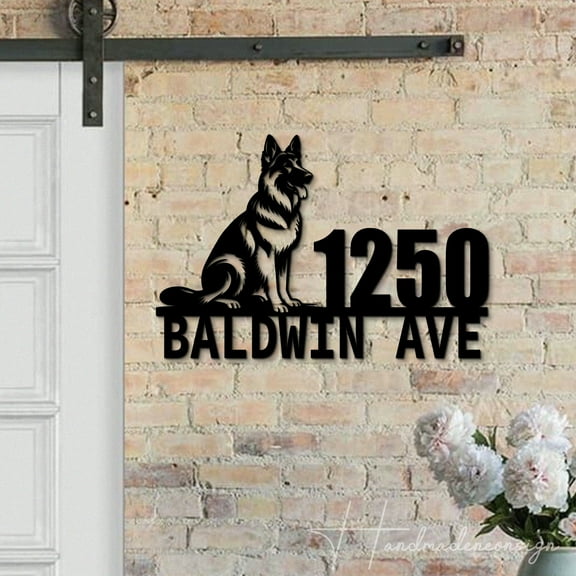 Handmadetneonsign German Shepherd Address House Number,Dog Home Address Metal, Dog House Address 63670