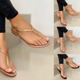thumbnail image 4 of CUITING Flip Flops Sandals Rhinestone Toe Separator Women Strappy Flat Anti Skid Sandals for Beach Silver 40, 4 of 5