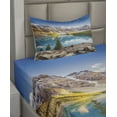 thumbnail image 2 of Ambesonne Scenery Fitted & Top Sheet Set with Sham, Calm Lake and Mountain, Blue Green Grey, 2 of 4