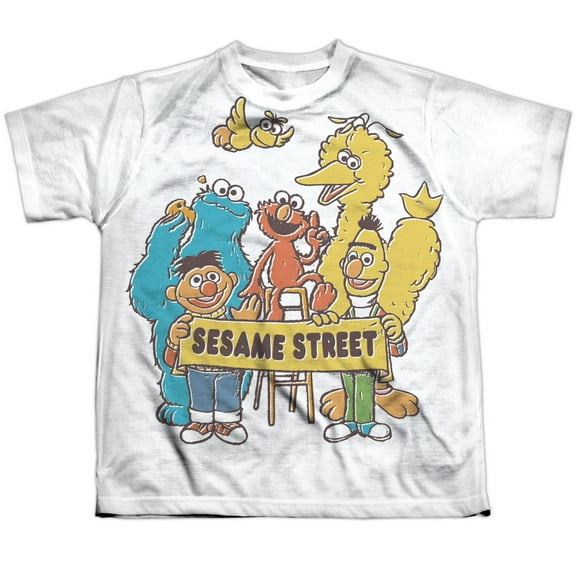sesame street tv show cast block party boys youth front print t-shirt tee
