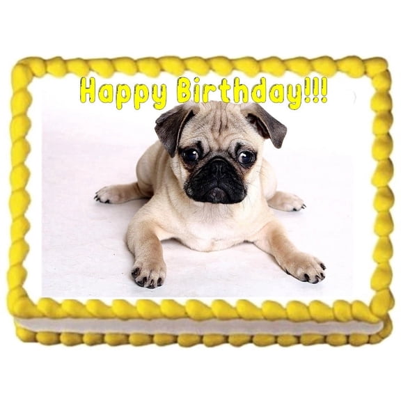 Pug Puppy Image Edible Cake Topper Frosting Sheet