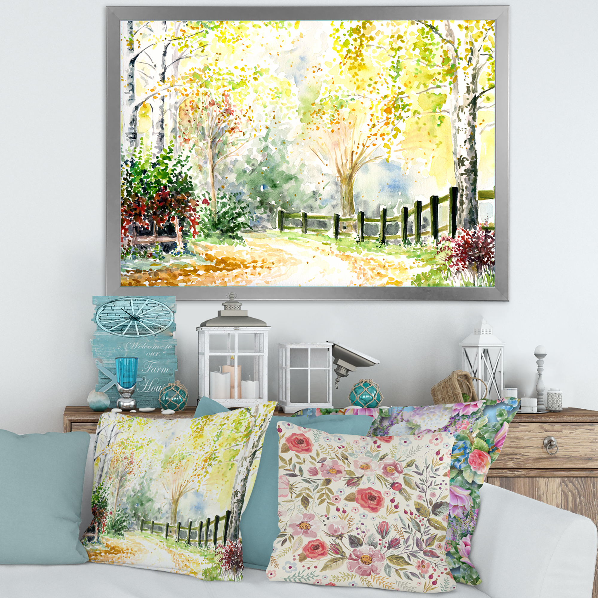 Designart 'Autumn Countryside The Afternoon Landscape' Traditional Framed Art Print