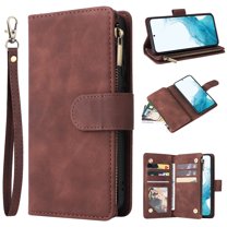 for Google Pixel 9 / 9 Pro Case, Wallet Case with Zipper for Women/Men, PU Leather Magnetic Flip Kickstand Wrist Strap Zipper Card Holder Phone Cover for Google Pixel 9 / 9 Pro, Coffee