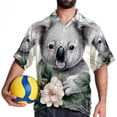 thumbnail image 4 of Koala Men's Short Sleeve Hawaiian Shirt, Casual Printed Button Down Beach Tops, Summer Poplin Spread Collar Unisex Button Down Shirts, 4 of 6
