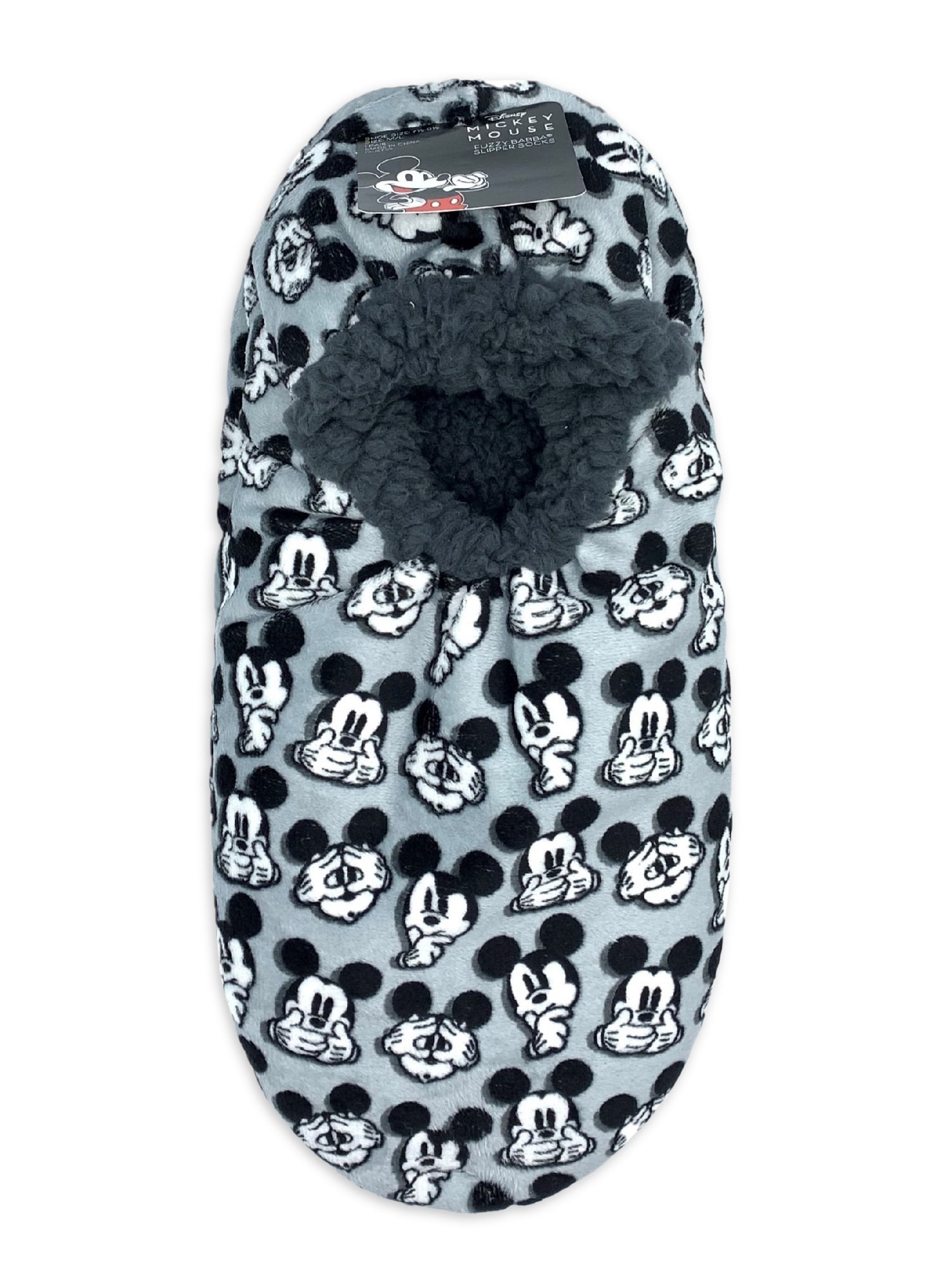 Disney Mickey Mouse Men's Fuzzy Babba Slipper Socks, Sizes M/L-L/XL