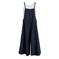thumbnail image 2 of MRULIC pants for women Women's oversize bib trousers bib pants overalls jumpsuit romper summer trousers with straps Plus Size Pants Blue + L, 2 of 3