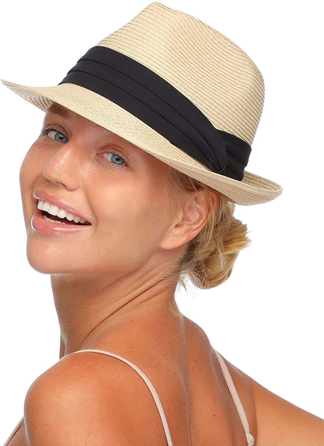 FURTALK Fedora Straw Sun Hat for Men 