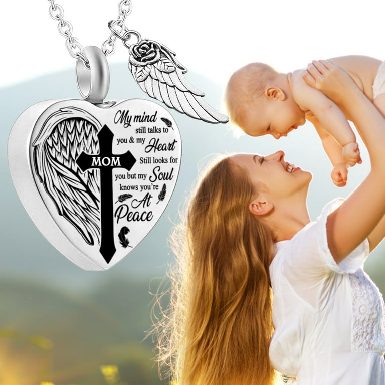HGWXX7 Cremation Jewelry For Ashes No Longer By My Side Forever In My Heart Urn Pendant Necklace For Ashes Grandma Grandpa Mom Dad Papa Nana Sister