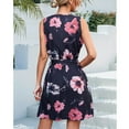 thumbnail image 3 of TIHLMK Summer Maxi Dresses for Women Women Ladies V-Neck Sleeveless Zipper Holiday Style Bandage Flowers Print A-Line Dress Gift for Women, 3 of 8