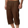 thumbnail image 4 of VIPOIN Men's Long Linen Shorts Casual Summer Beach Below Knee Length Pocketed 3/4 Drawstring Capri Pant, 4 of 6
