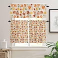 thumbnail image 2 of Fall Thanksgiving Kitchen Curtains and Valances Set, Rod Pocket Curtains Tier Farmhouse Window Curtains 36 Inch Length, Orange Maple Leaves Vintage Rustic 3 Piece Kitchen Curtains Set, 2 of 6
