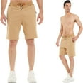 thumbnail image 6 of xiamianmy Mens Shorts Casual Drawstring Zipper Pockets Elastic Waist Workout Shorts for Men Khaki 46, 6 of 8