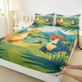 thumbnail image 3 of Castle Fairy Kawaii Dinosaur Twin Sheet Sets 3pcs for Children Kids Teens,Cartoon Animal Dino Twin Fitted Sheet Microfiber,Jungle Wildlife Breathable Flat Sheet,Super Cozy Room Decor, 3 of 7
