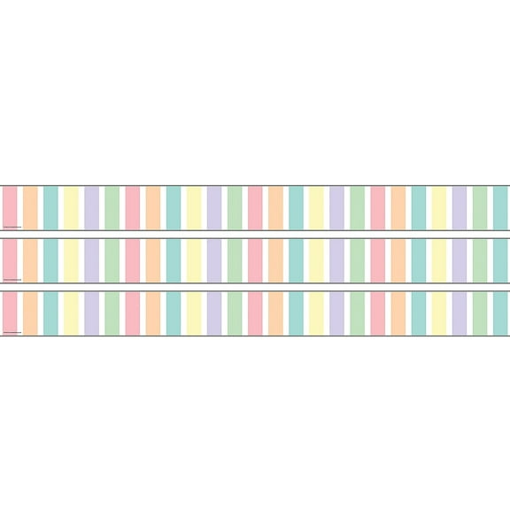 Teacher Created Resources Pastel Pop Stripes Straight Rolled Border Trim, 50 Feet, 3 Rolls
