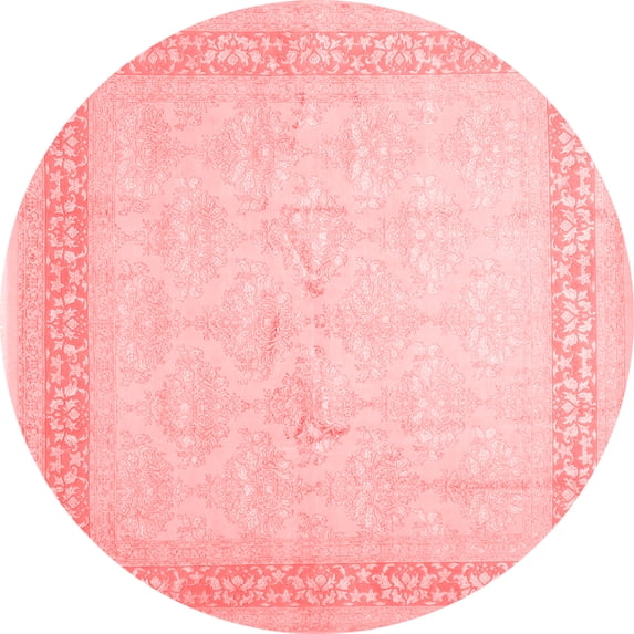 Ahgly Company Indoor Round Abstract Red Contemporary Area Rugs, 3' Round