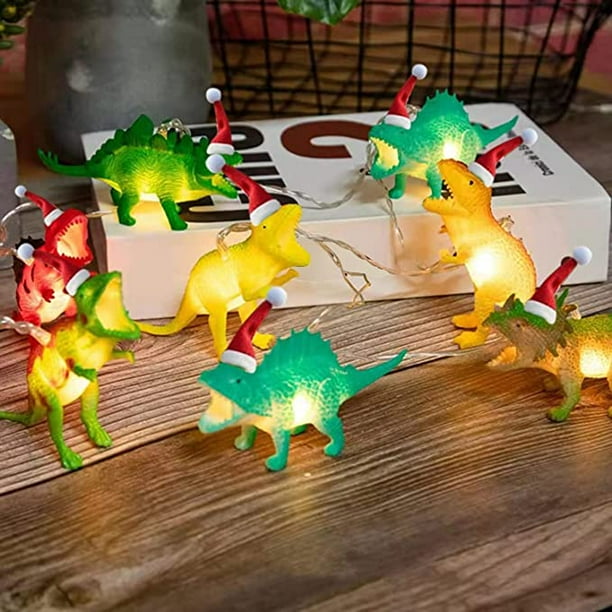 Luces de hadas de Navidad luces de cadena de dinosaurio con sombrero de Navidad suministros de decoracion del hogar para habitacion de ninos fiesta de cumpleanos vacaciones JAMW Sencillez Walmart en