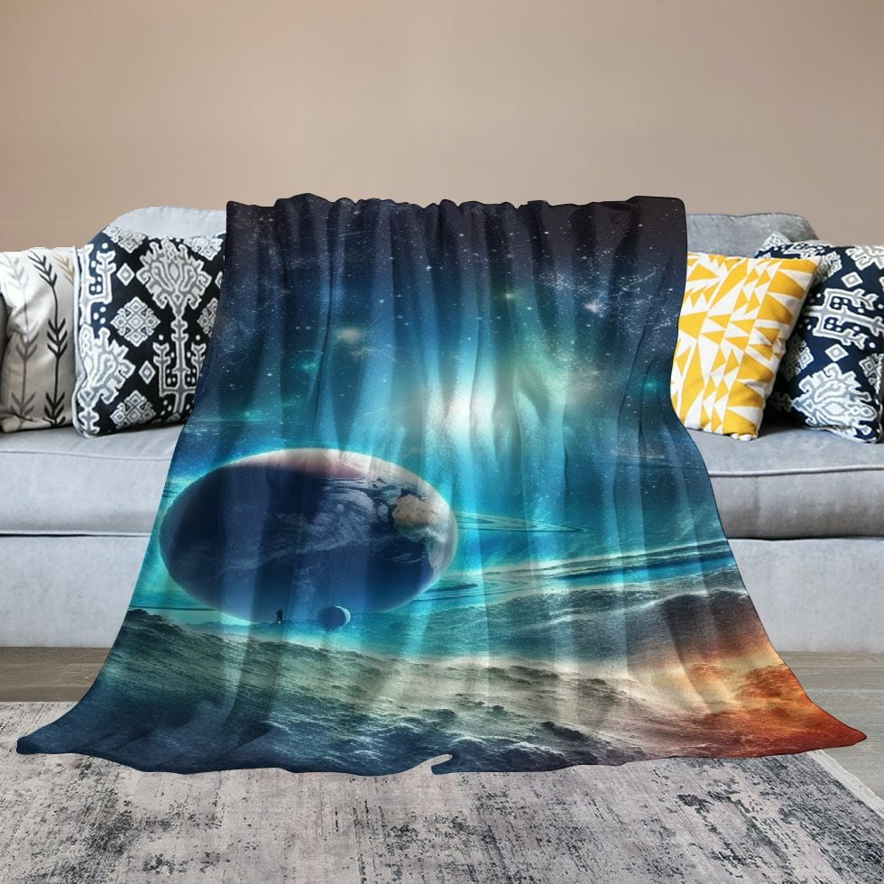 PRATYUS Galaxy Stars Hologram Flannel Throw Blanket for Sofa Couch, Cozy and Long-Lasting All Seasons Super Soft Blanket 60x80in